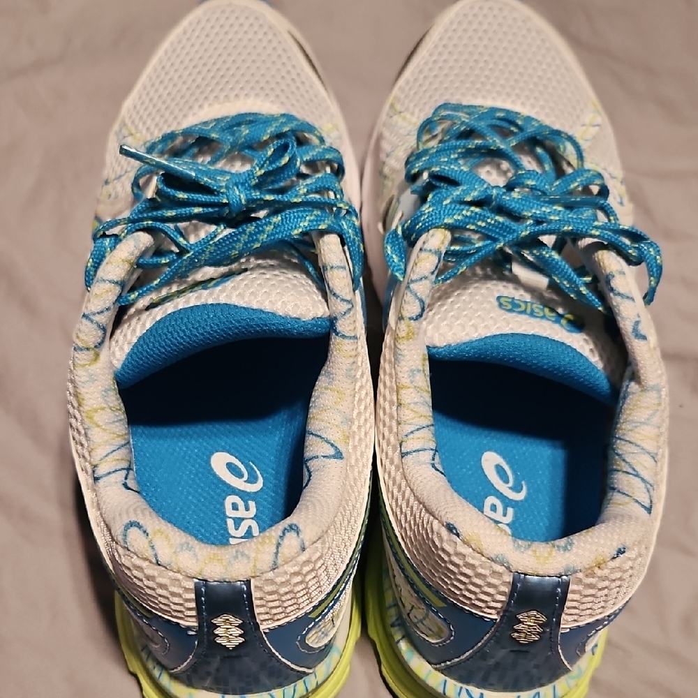 Asics White and Blue Athletic Sneakers